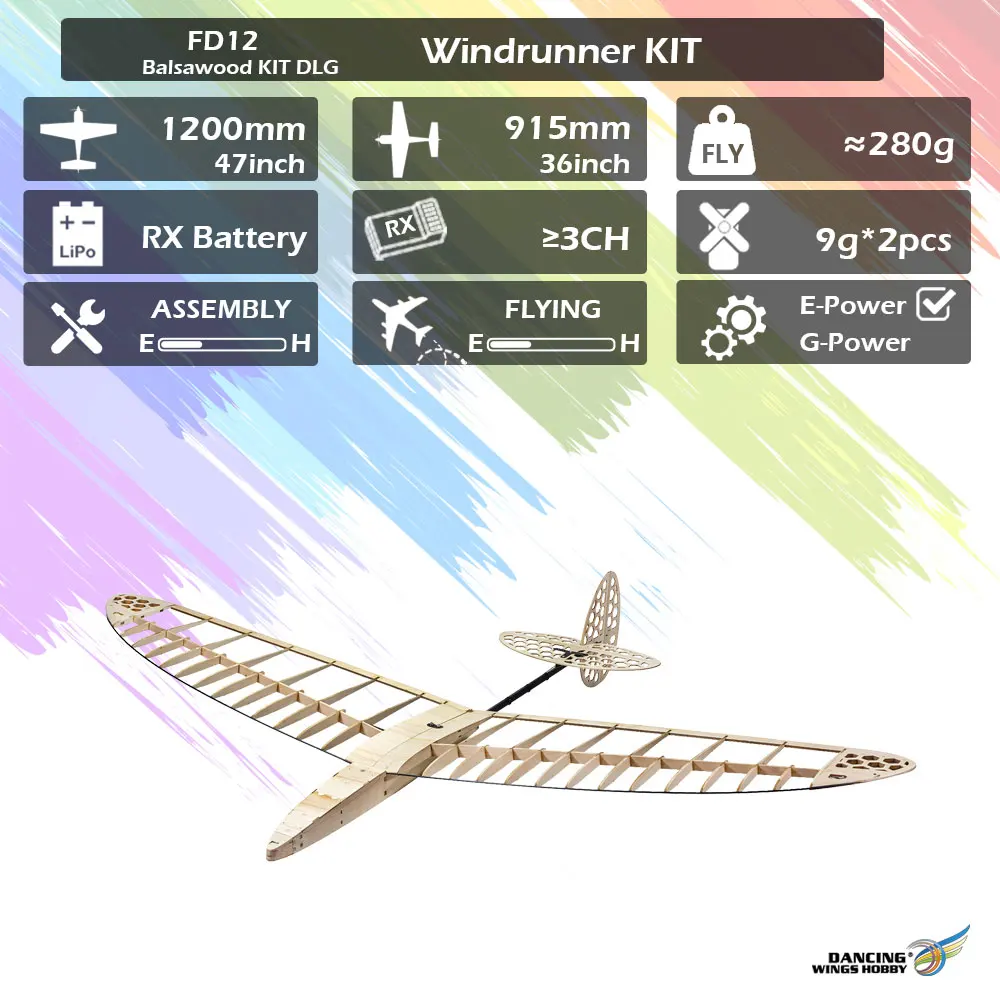 Diskus Start segel flugzeug Balsawood dlg Kit fd12 1200mm(47 '') Flügels pann weite Wind runner Kit Balsaholz Modellbau satz – Detail 3