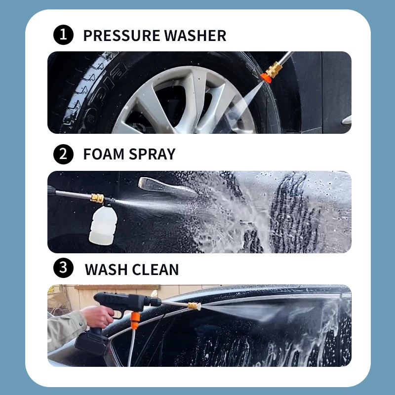 Wireless Car Wash Set Foam Lance Spray Nozzle Rod Adapter Water Pipe 1/4 Quick Connection For Lithium Battery Cordless Wash Gun