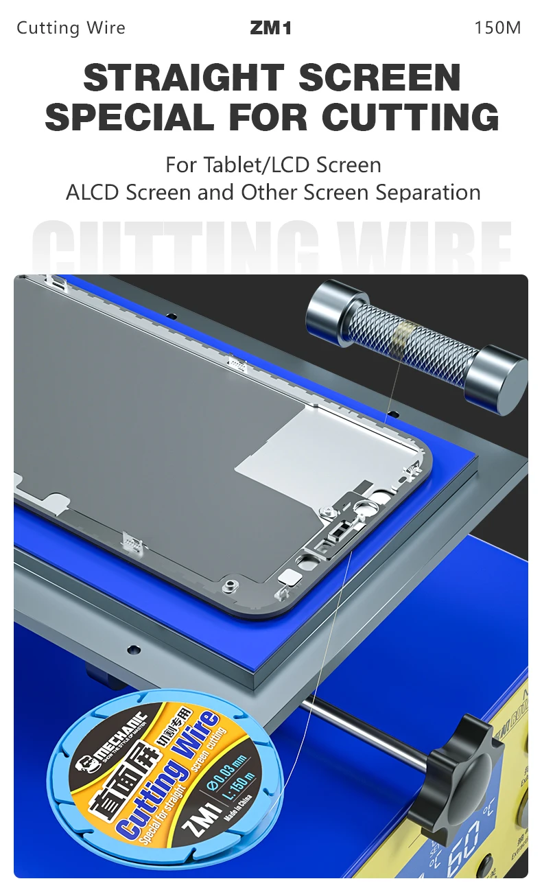 MECHANIC QM1 ZM1 Cutting Wire Straight Screen Curved Screen Cutting Wire 0.028 0.03mm Special For Cutting Phone Screen Separator