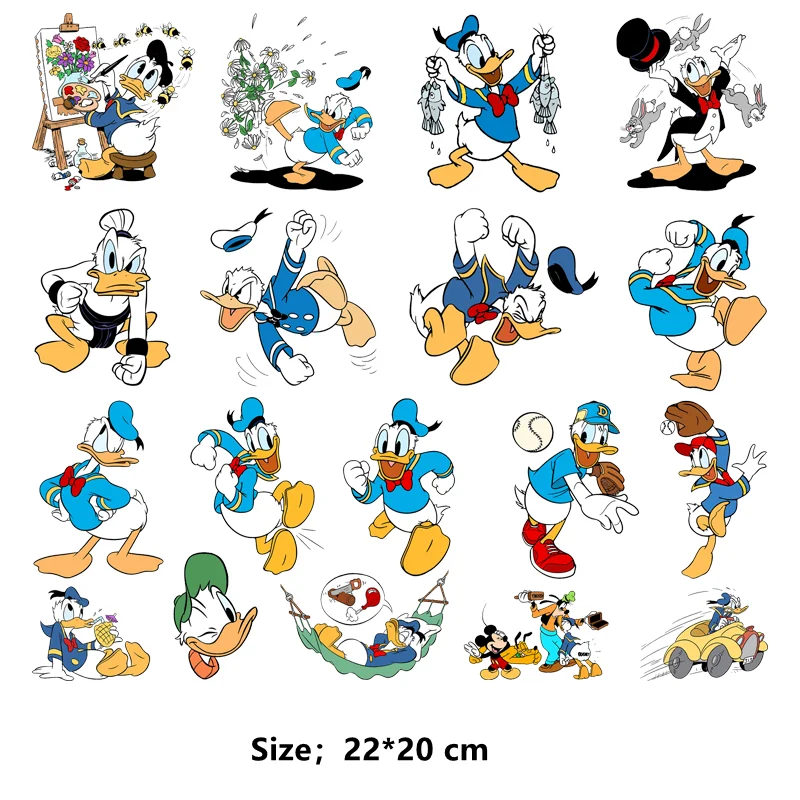 Disney Donald Duck Patches for clothes stripes appliques DIY kids clothing bag printing