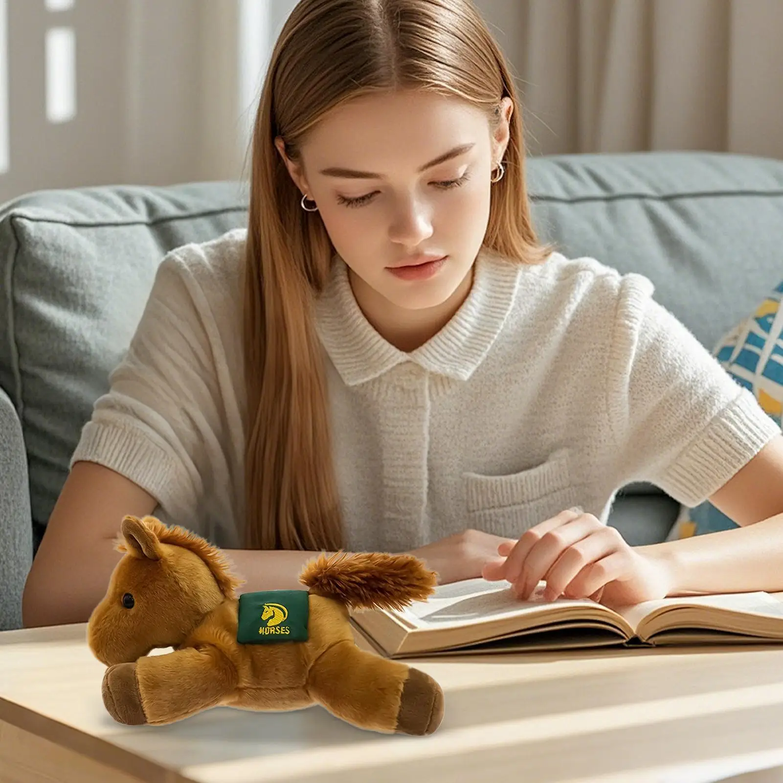 1 Uds. De juguete de peluche de caballo suave y bonito abrazable, muñeco de mascota bonito de alta calidad, decoración del hogar, almohada para dormir, regalo para niños