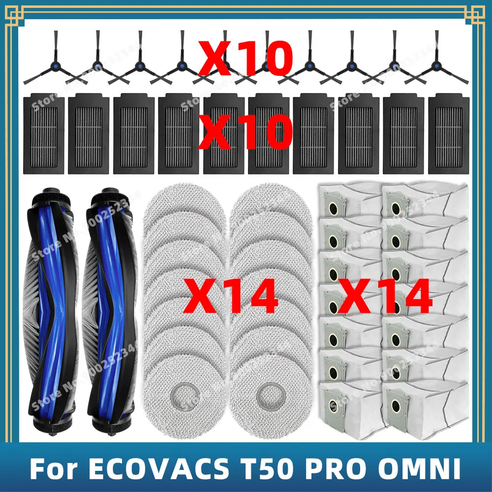 

Compatible For ECOVACS DEBOT T50 PRO OMNI Replacement Parts Accessories Main Side Brush Hepa Filter Mop Cloth Dust Bag