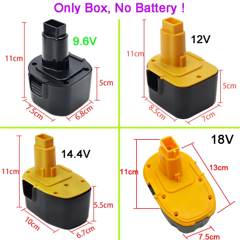 NI-CD ni-mh bateria caixa de plástico escudo para dewalt 9.6v 12v 14.4v 18v níquel cádmio níquel metal hidreto células caixas