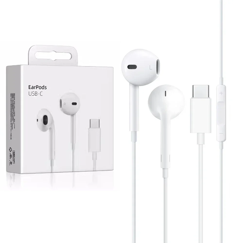 Original Headphones For Apple iPhone 16 15 Pro Max 14 13 12 11 USB-C Lightning denoise Wired Earphones X XR 8 Phone Accessories