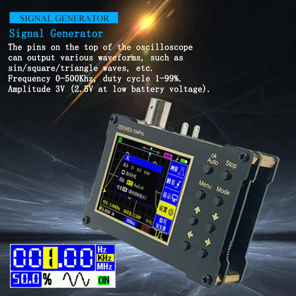 ZEEWEII DSO154Pro 320*240 Resolution 2.4in TFT Color Screen Digital Oscilloscope 40MSa/s Sampling Rate Support Signal Generator