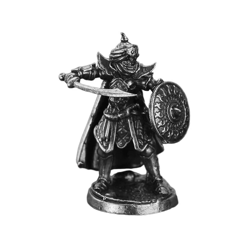 White Brass Arabian Night Lamp Fighter Statue Miniature Model Toy Decoration Popular Game Character Statue Desktop Decoration