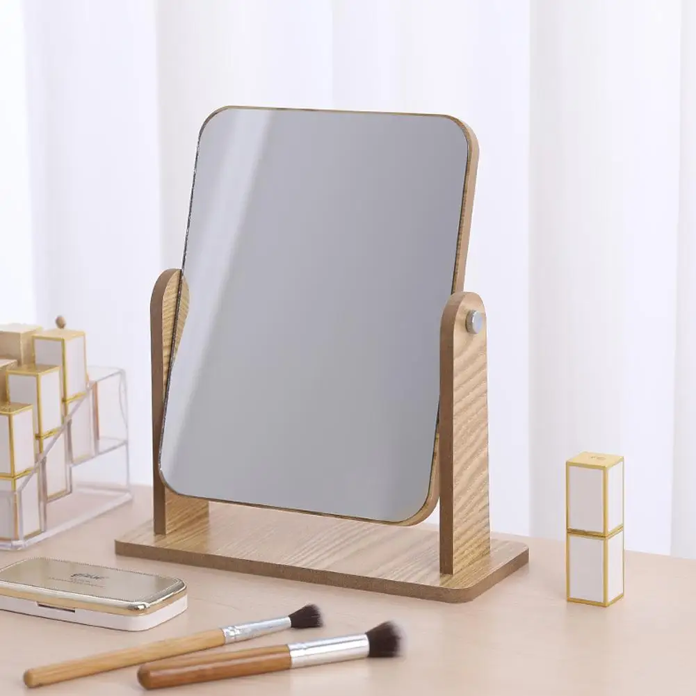 Grand Miroir de Maquillage Portable en Bois, Brosse Rotative Haute Définition, pour Étudiant, Dortoir, miles, R3T8