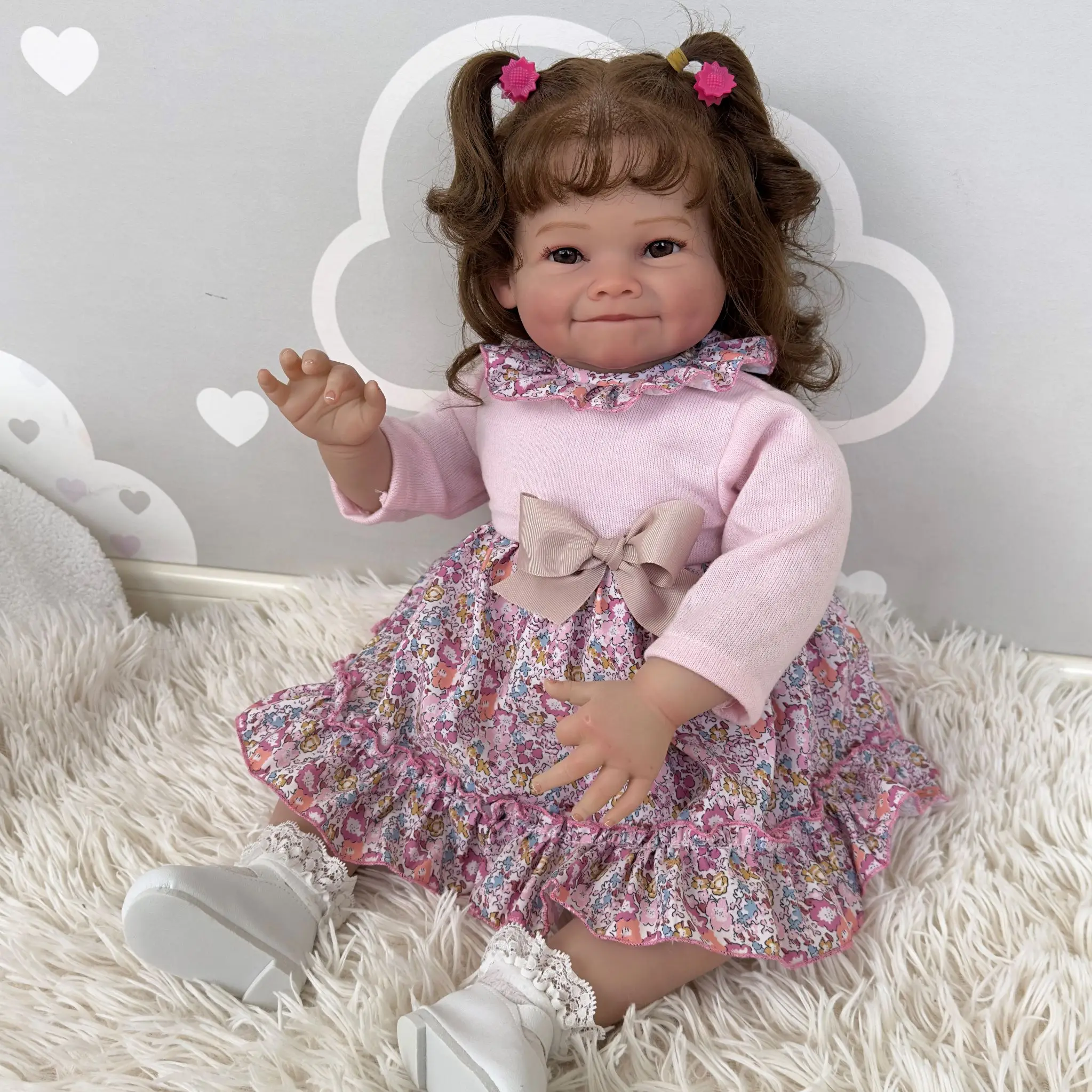 

NPK 24inch Reborn Toddler Girl Raya Soft Cloth Body Rooted Hair High Quality Hand Painted Doll 3D Skin