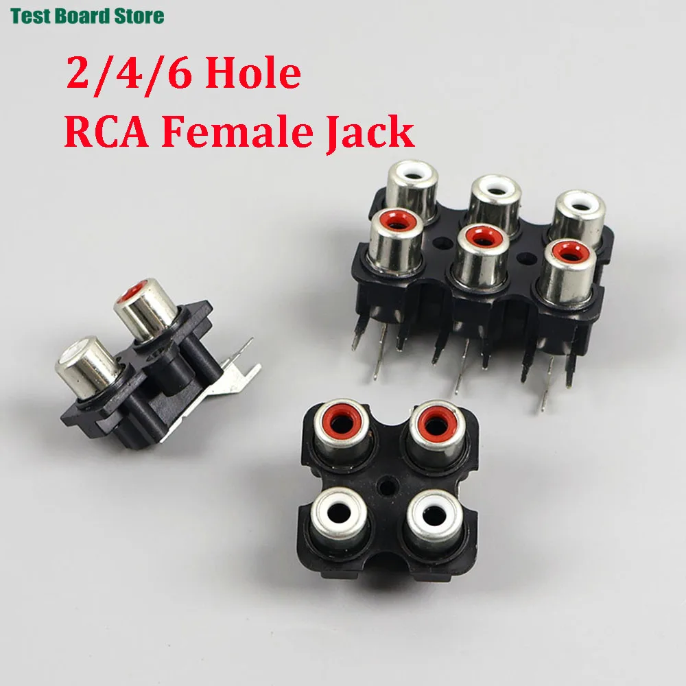 1/2/5PCS 2/4/6 Hole RCA Female Stereo Audio Jack AV Audio Input Socket Connector Lotus Row Amplifier Interface Signal Connectio - Detail 1