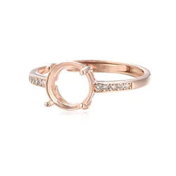 Ring Blank for 3mm/4mm/5mm/6mm/7mm/8mm/9mm/10mm Round Cabochons Gold Plated 925 Silver Zircon Adjustable Ring Setting