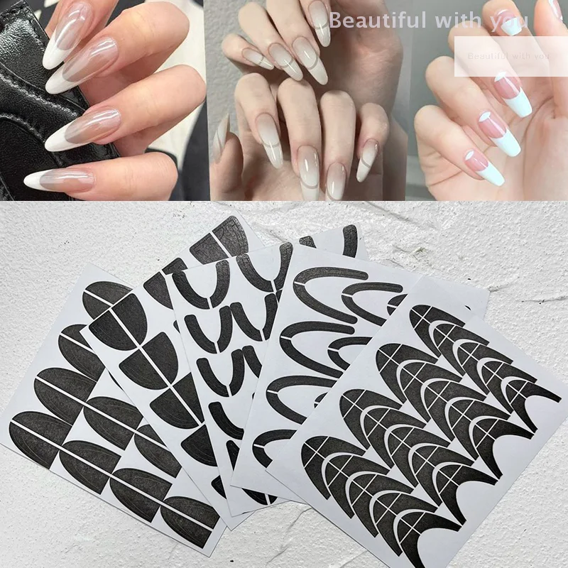 

Nail Stickers French Nail Art Tips Guides Black Stripe Lines Adhesive Decals French Tips Stencil Strip DIY Manicure Tools