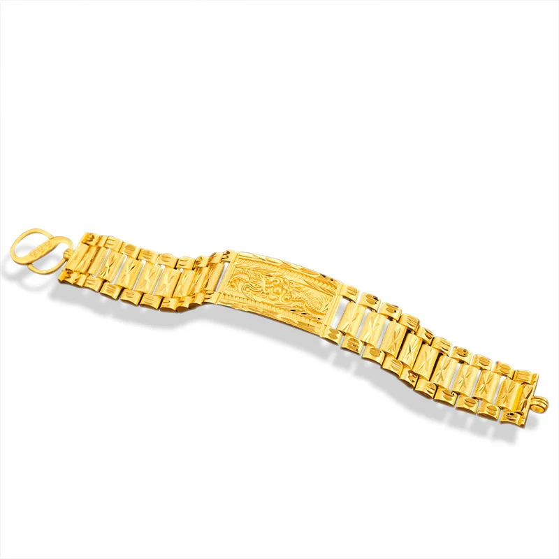 True Gold Color Bangle Full Sky Star Dragon Pattern Wide Edition Bracelet for Men Women's Boutique Wedding Fine Jewelry Gift