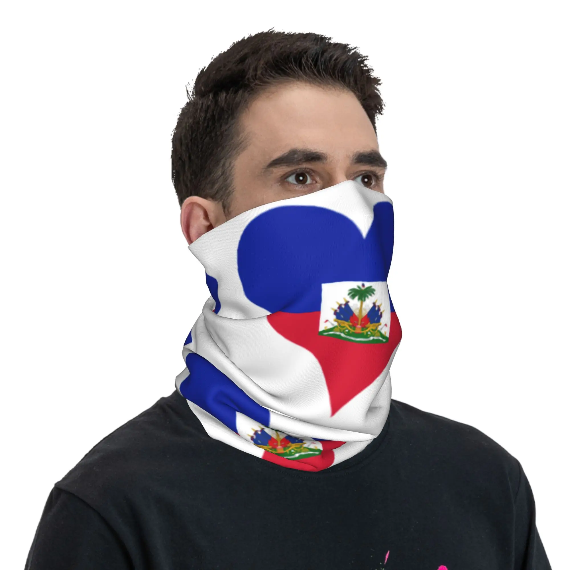 Flag of Haiti Bandana Neck Gaiter for Ski Camping Men Women Wrap Scarf  Balaclava Warmer Face Scarf Cover view 6