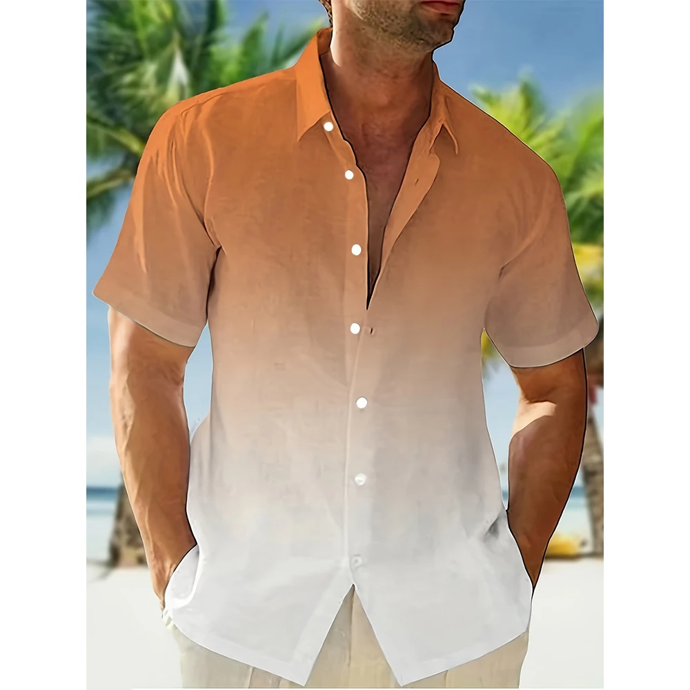 Camisas hawaianas con estampado 3D degradado de verano para hombre y mujer, ropa de calle informal a la moda, camisa de manga corta de gran tamaño, Tops para hombre, blusa