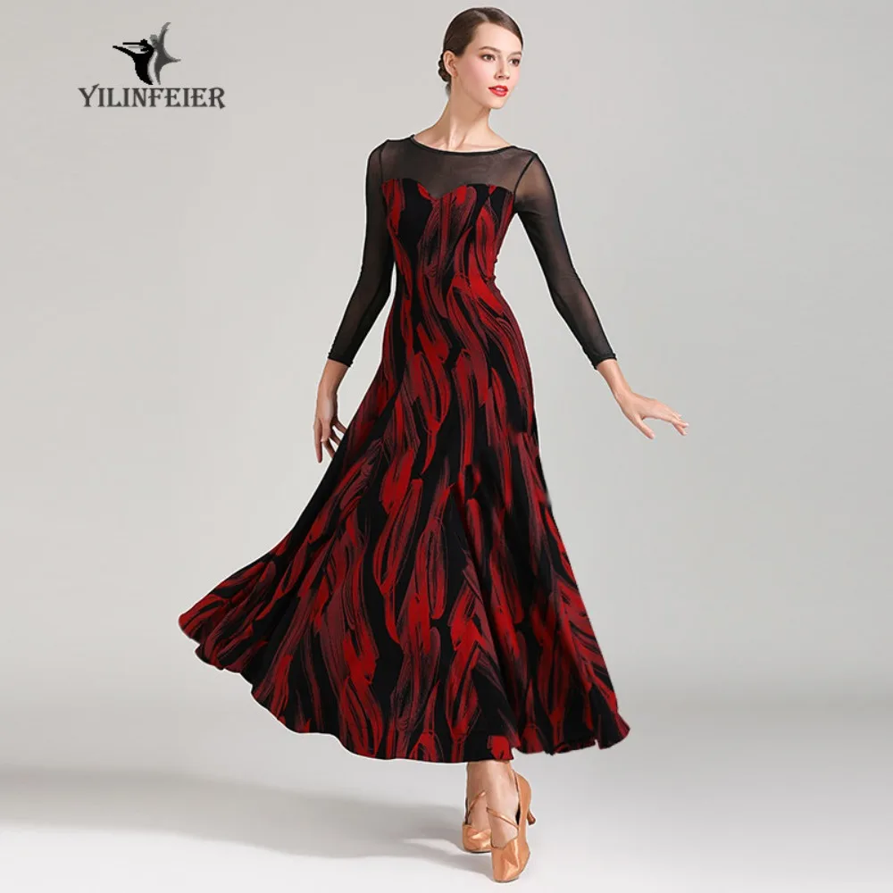 Customized Ballroom Dance Dress Women Standard Modern Dancing Outfit Waltz Social Dance Dresses Adult Performance Stage Wear
