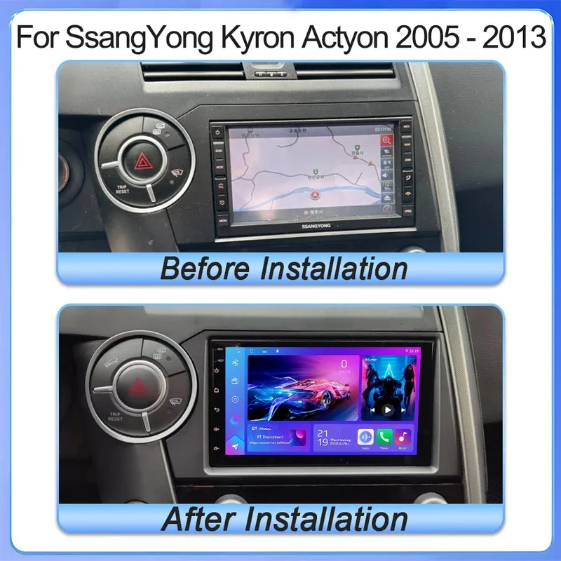 2 Din Car Radio Android 15 For SsangYong Kyron Actyon 2005 - 2013 Multimedia Player Car Stereo IPS Screen WIFI GPS 7
