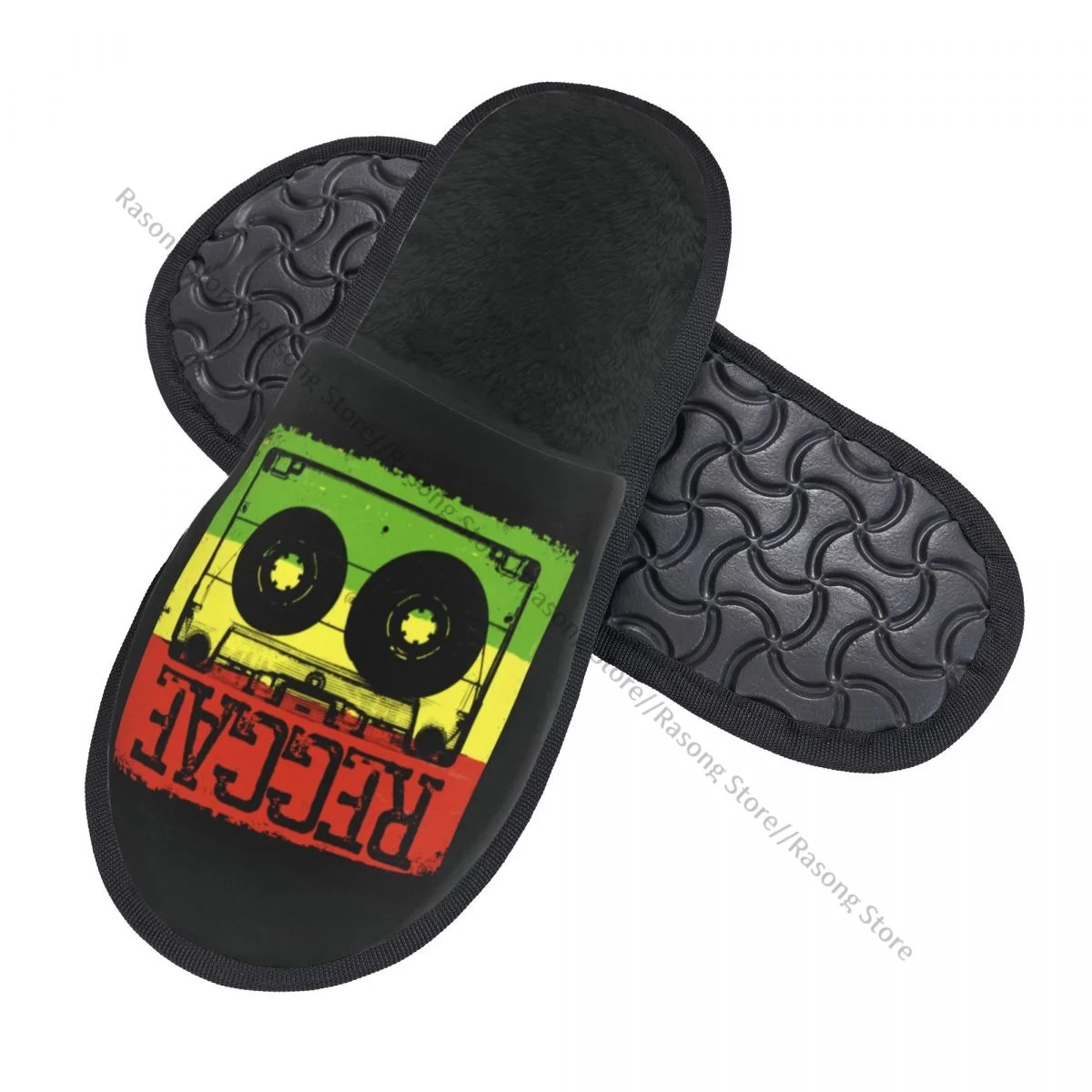 Indoor Audio Tapes And Reggae Warm Slippers Home Plush Slippers Home Soft Fluffy Slippers