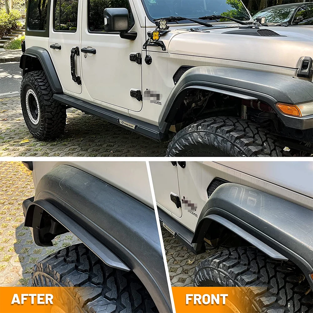 4 Pcs Front Rear Fender Liner Fender Trim Extension Protector For 2018-2023 Jeep Wrangler JL JLU Original Mudguard