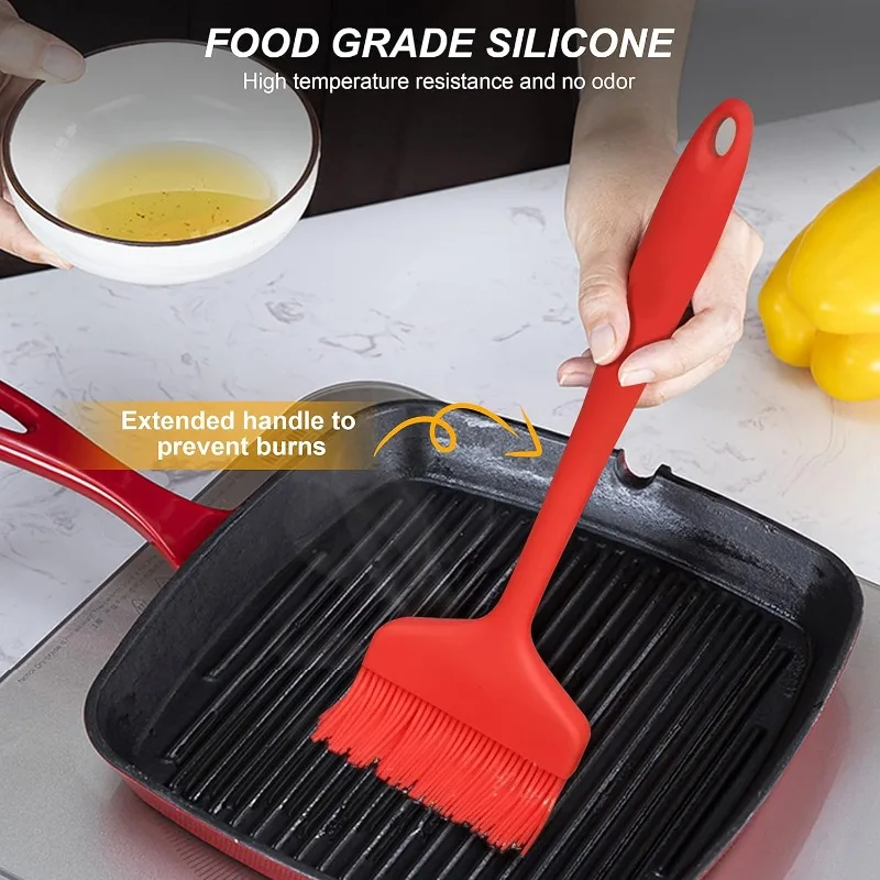 Wide Basting Brush Practical Silicone Red  BBQ Pastry Brush Heat Resistant Large Oil   Kitchen Brush Cooking  Baking