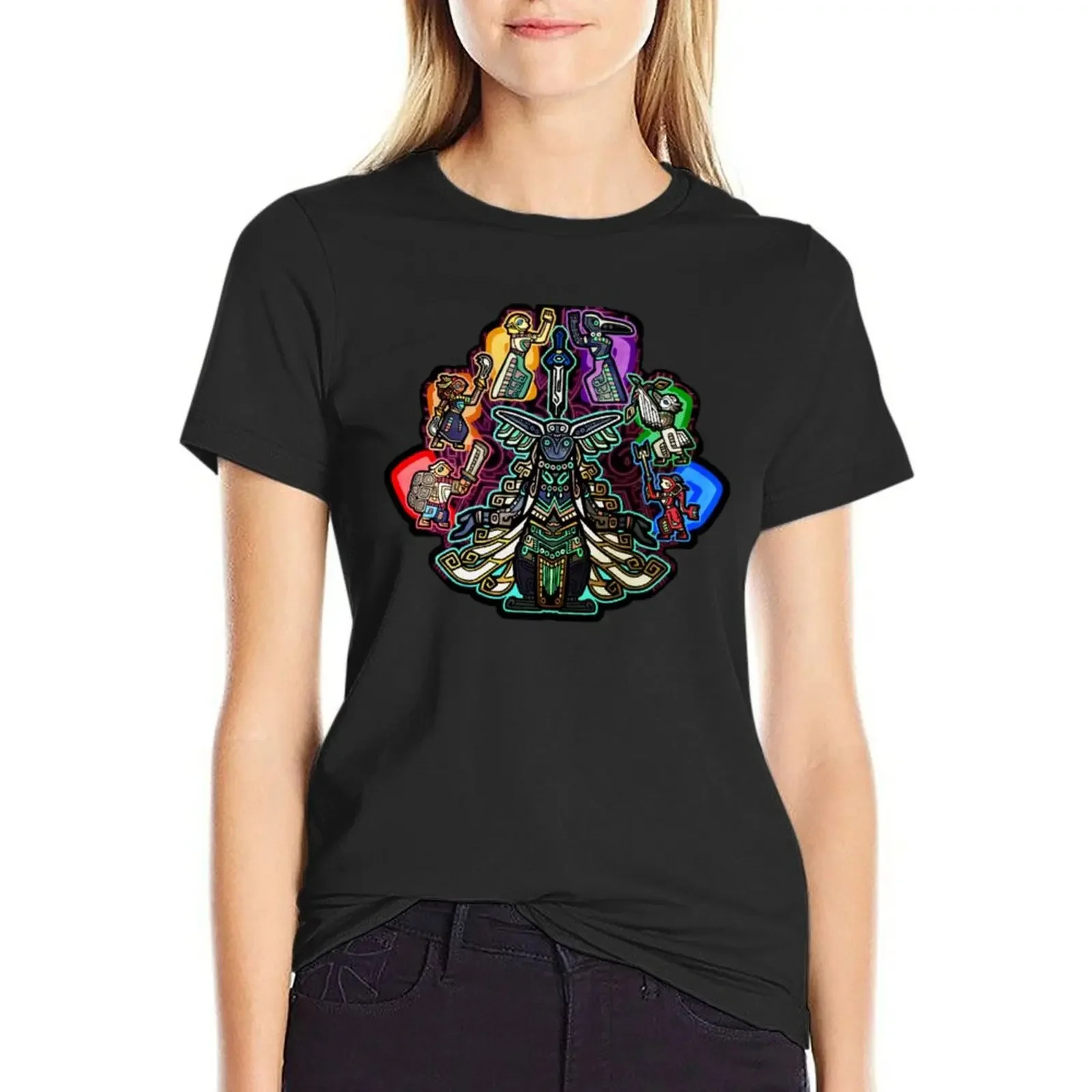 

Stained Glass TotK Meditation Session Alt T-shirt graphics Blouse Summer Women's clothing