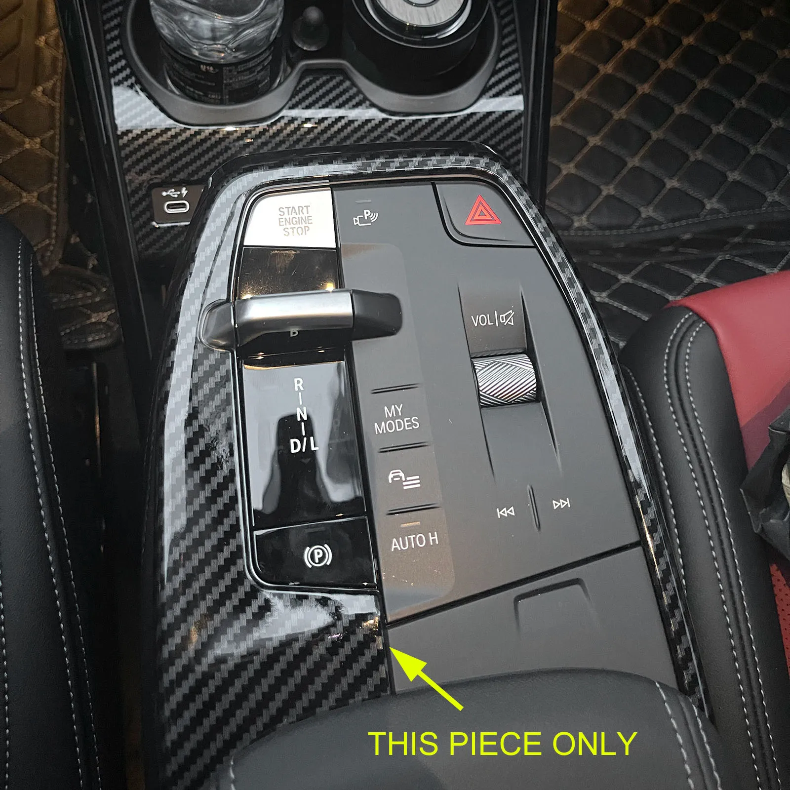 Interior Center Console Gear Shift Panel Cover Trims For BMW X1 iX1 U11 X2 iX2 U10 2023 2024 2025 2026 Carbon Fiber