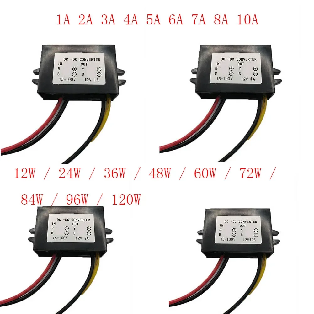 DC15V-100V do 12V 1A-10A Moduł regulatora konwertera DC Step Down Regulator napięcia Buck Car Truck Boat Adapter zasilania