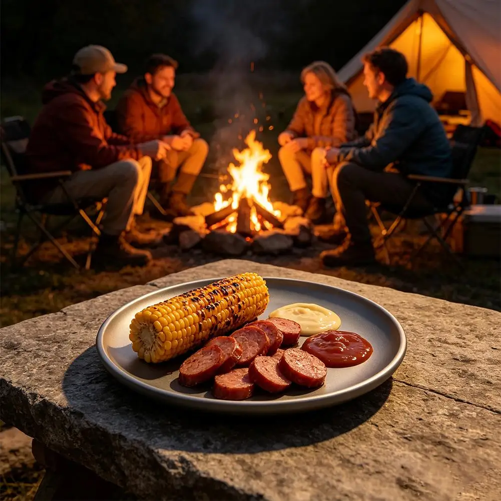 Titanium Purification Plate Lightweight Portable Camping Dinnerware for Outdoor Picnic Hiking Travel and Home