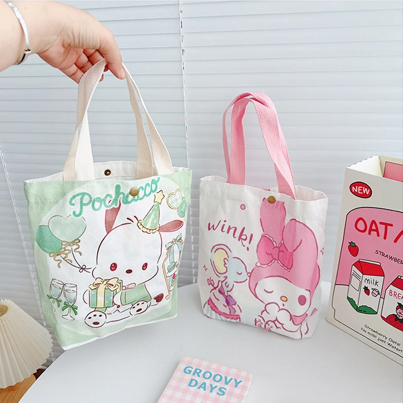 

Kawaii Sanrio Cinnamoroll Холщовая Сумка Hello Kitty Мультяшные сумки через плечо Kuromi повседневные покупки почтовые сумки Мелодия Девушки Подарки
