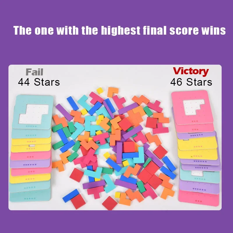 Montessori Desktop Puzzle Toys Kids Battle Table Game Tangram Math Toys Building Blocks Board Color Shape Training for Kids Gift