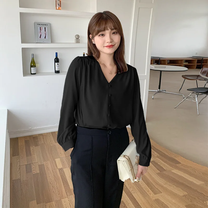 Plus size 2021 autumn top oversized mm newlong sleepcases chiffon shirt loose and slimming 2862