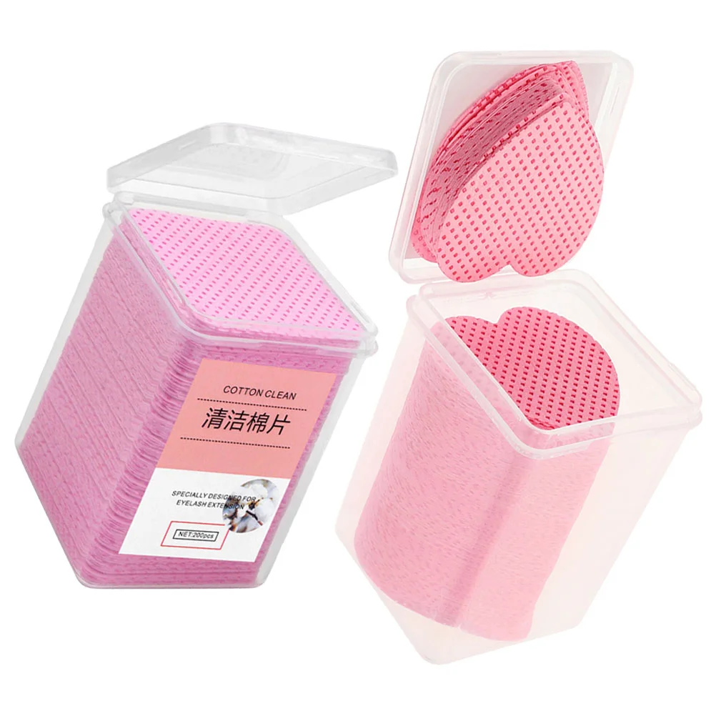 400 Sheets Makeup Remover Wipes Nail and Eyelash Supplies 400pcs Glue Cleansing Pads Polish Cotton Travel Size for Removal Pink