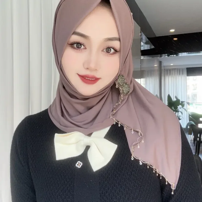 Fashion Dubai Muslim Winter Maillard Color Wrap Hijab Malaysia