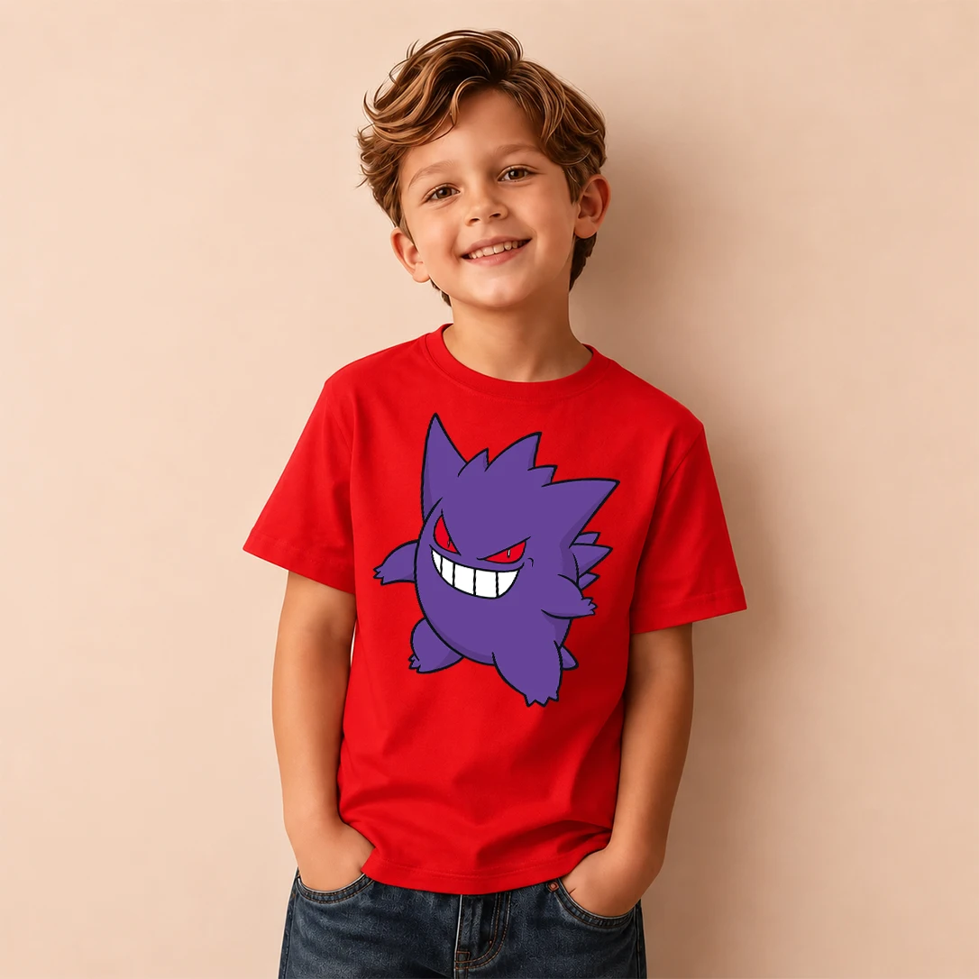 Kids T-shirt Pokemon Gengar Print Short Sleeve Tee Boys Girls Casual Tops Birthday Gift