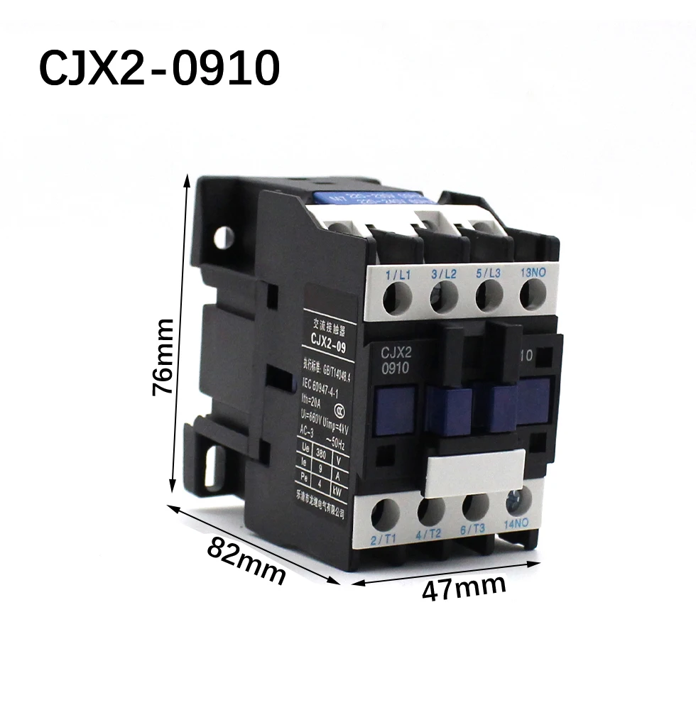 

AC Contactor CJX2-0910 9A NO 3-Phase DIN Rail Mount Electric Power Contactor 24V 36V 110V 220V 380V