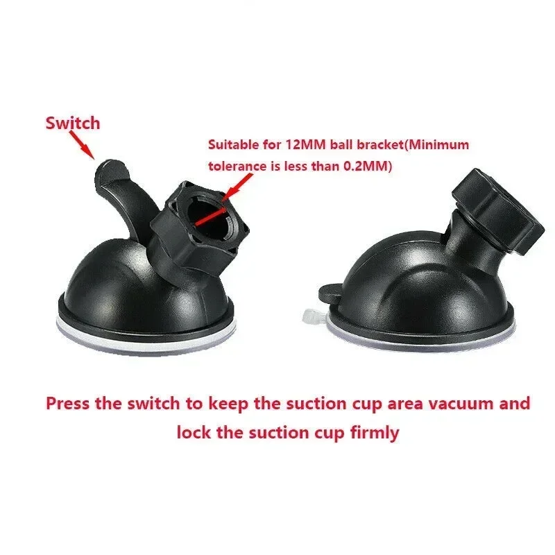 1pc Mini Car Suction Cup Holder Black For Nextbase Car Driving Recorder 112 212 312GW 412GW 12mm Light Ball Bracket Auto Parts