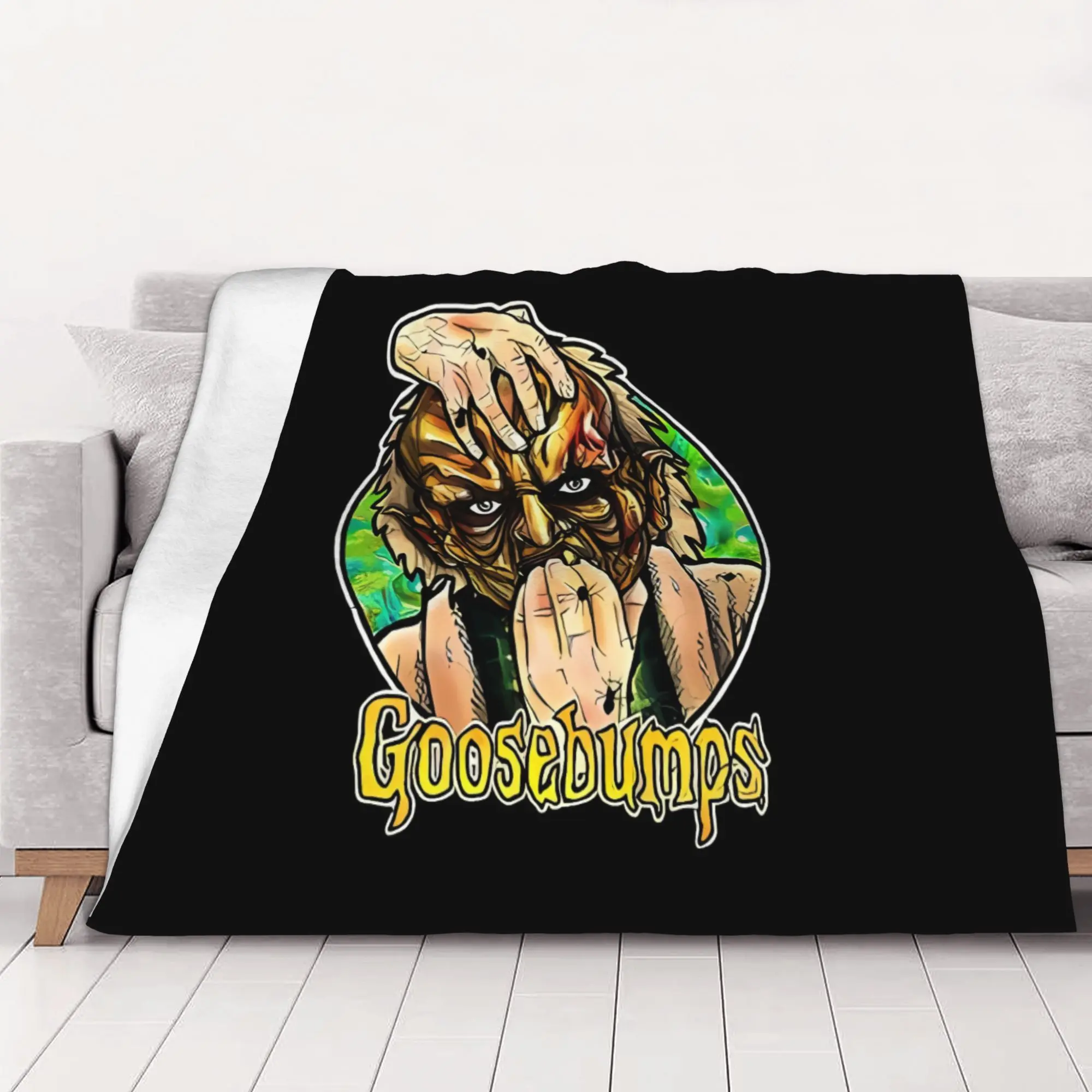 1PC home Cutecore Goosebumps black graphic Goosebumps Blanket Super Cosy Plush Home Living Room Sofa halloween