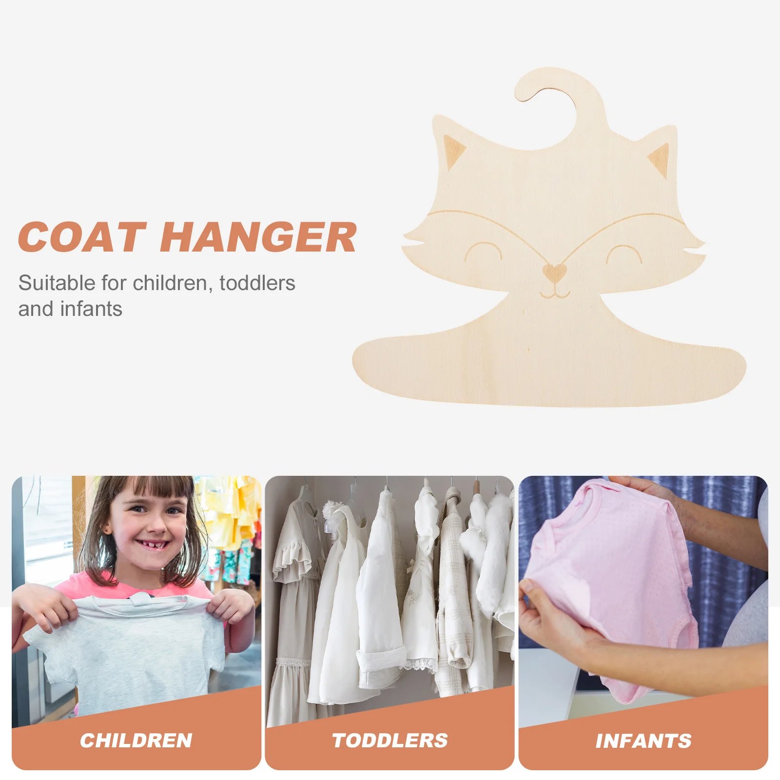 

10Pcs Cartoon Wood Hangers Clothes Organizer Nursery Closet Wooden Hangers Clothes Hanger