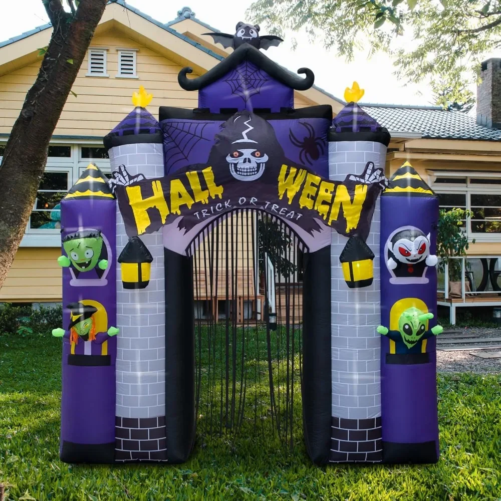 

Halloween Inflatables 2024 Castle 11.5FT with Door LED Lights Haunted House Archway for Halloween Decorations Outdoor Blow up Ya