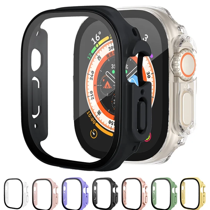 Glass+case For Apple Watch Ultra 49mm strap smartwatch PC Bumper+Screen Protector Tempered Cover iwatch series band Accessories