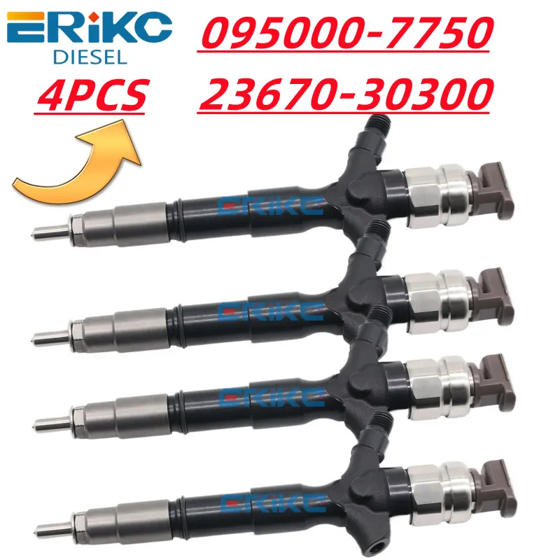 4X Fuel Injector 095000-7750 For Denso Toyota 23670-30300 HILUX VIGO 2KD Hiace 2KD-FTV 2.5D