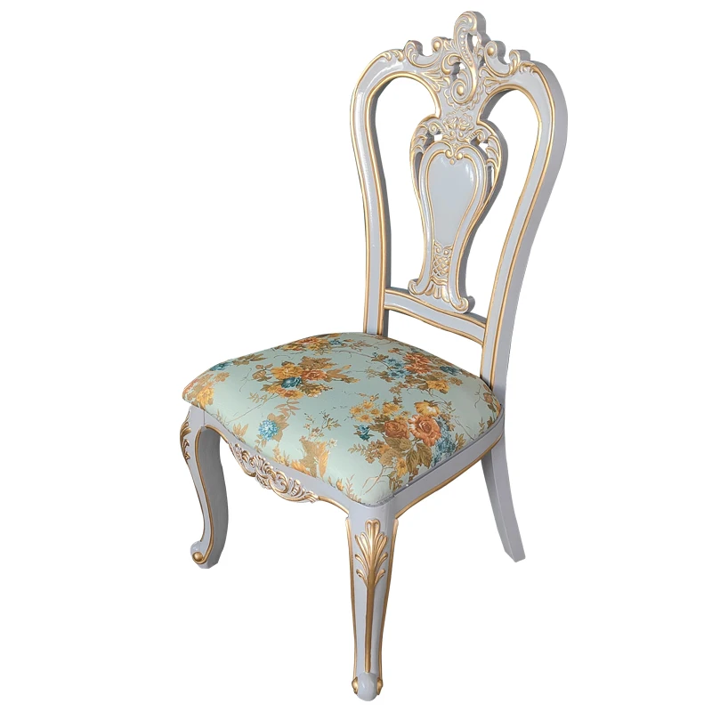 #American rural retro solid wood dining table and chair single fabric back chair leather study leisure eating chair