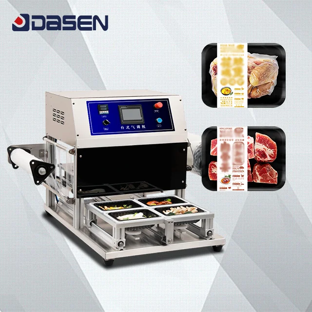 DASEN DQ370T-E Pneumatic Modified Atmosphere Packaging Machine Food Meat Fruit Tray Bowl Cup Roll Film Sealing Machine
