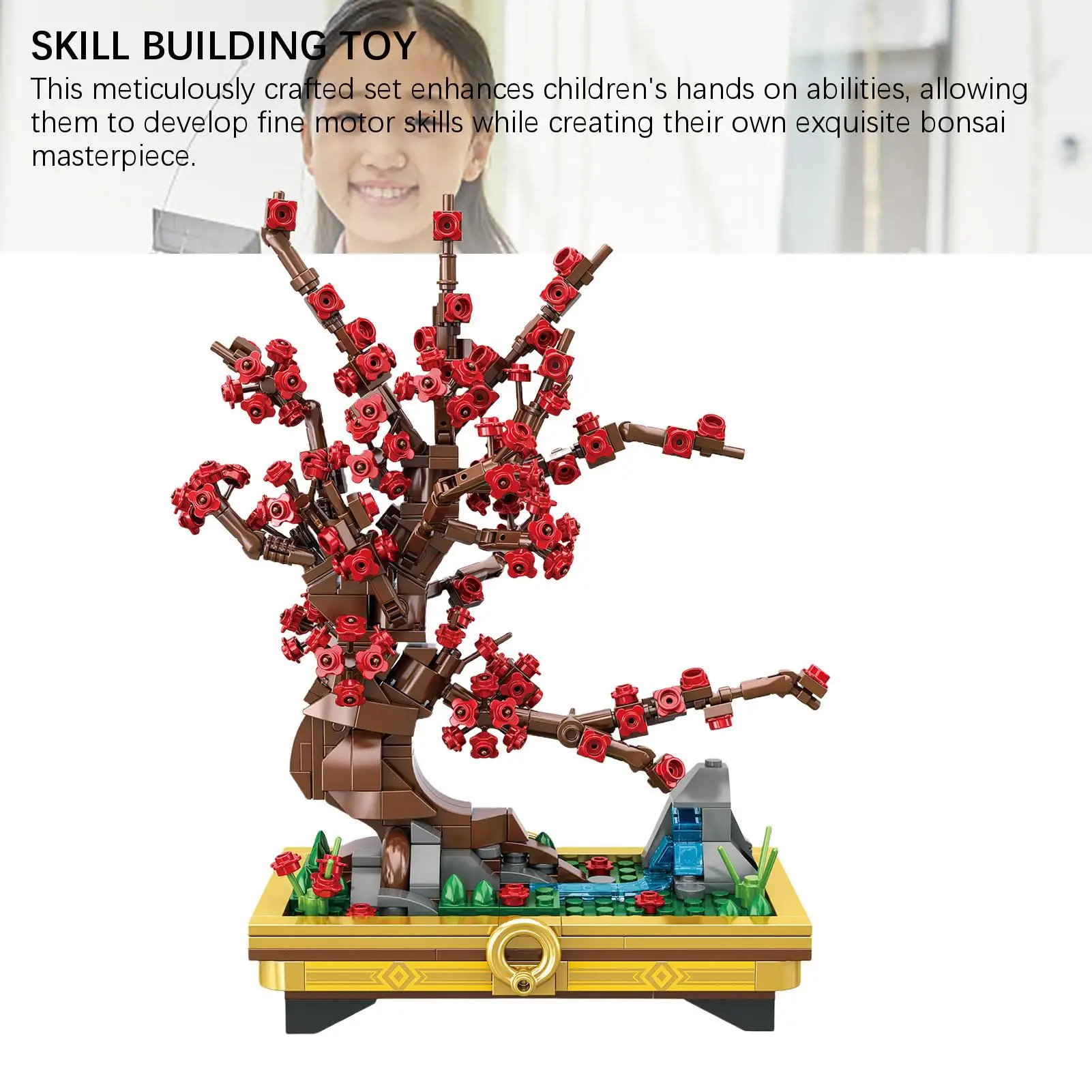

Набор строительных блоков для дерева бонсай с цветком сливы, образовательный набор для сборки кирпичей, украшение для дома, коллекция растений