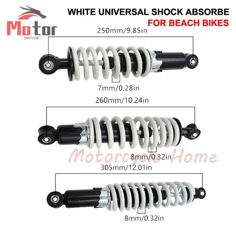 

305/260/250mm white bold front/rear hydraulic shock absorber for 110cc-250cc ATV kart cross-country motorcycle parts