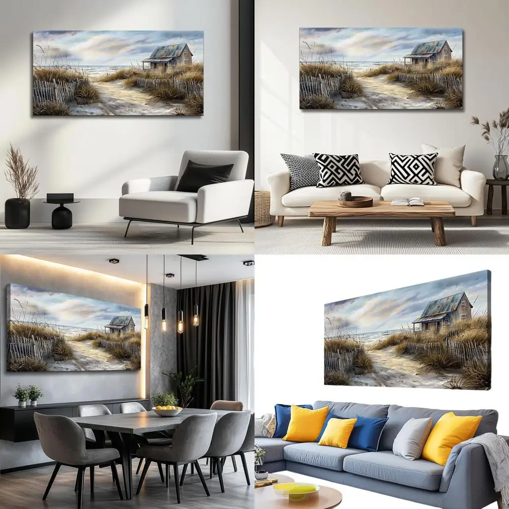 

Boho Seaside Landscape Canvas Art for Home, 20x40 Wall Decor for Living Room, Bedroom, Office, and Dining Area