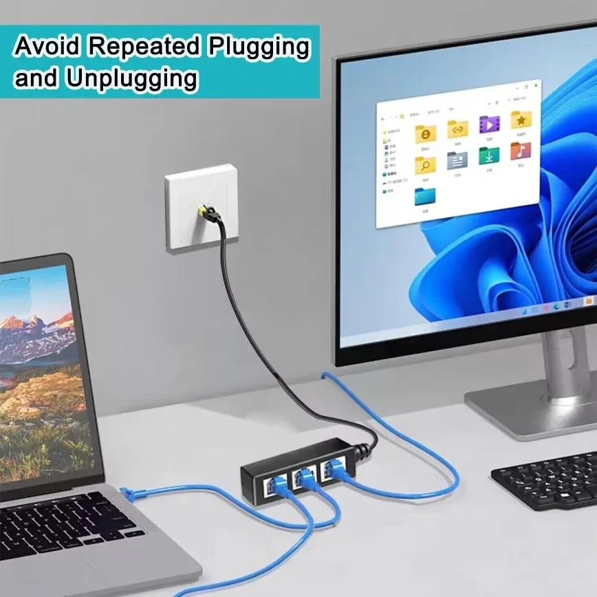 Répartiteur Ethernet 1 à 4 répartiteur de réseau RJ45, adaptateur Ethernet Starlink, adaptateur de câble Internet LAN pour câble Cat 5/5e/6/7/8