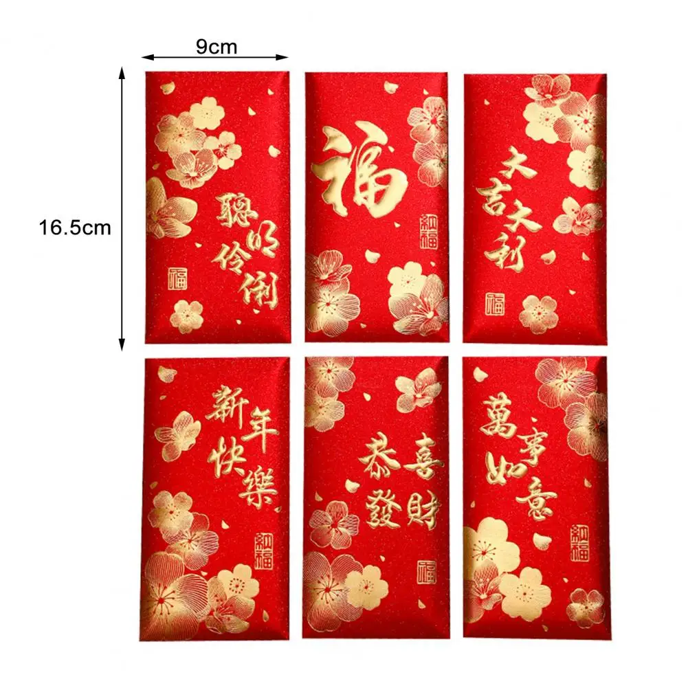 6 sztuk czerwonych kopert Chiński Festiwal Wiosny Czerwona koperta kieszonkowa 2025 Rok Węża Szczęśliwe koperty na pieniądze na Nowy Rok Księżycowy