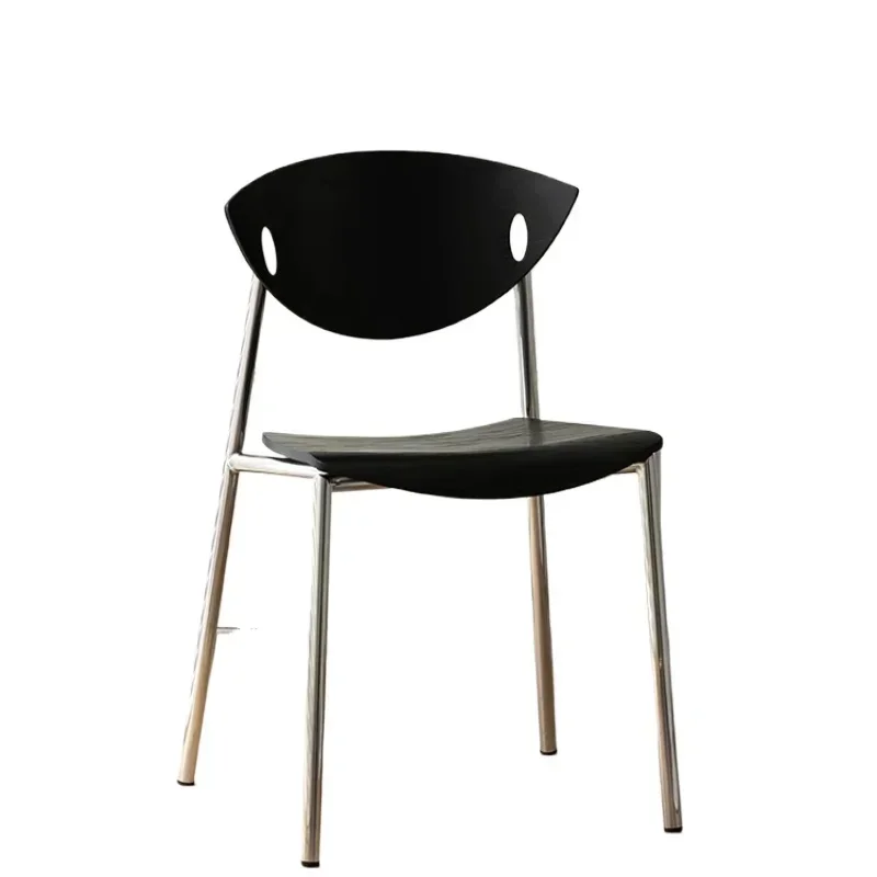 Leather Dining Chair Home Living Room Dining Table Chair Stainless Steel Simple Backrest Chair