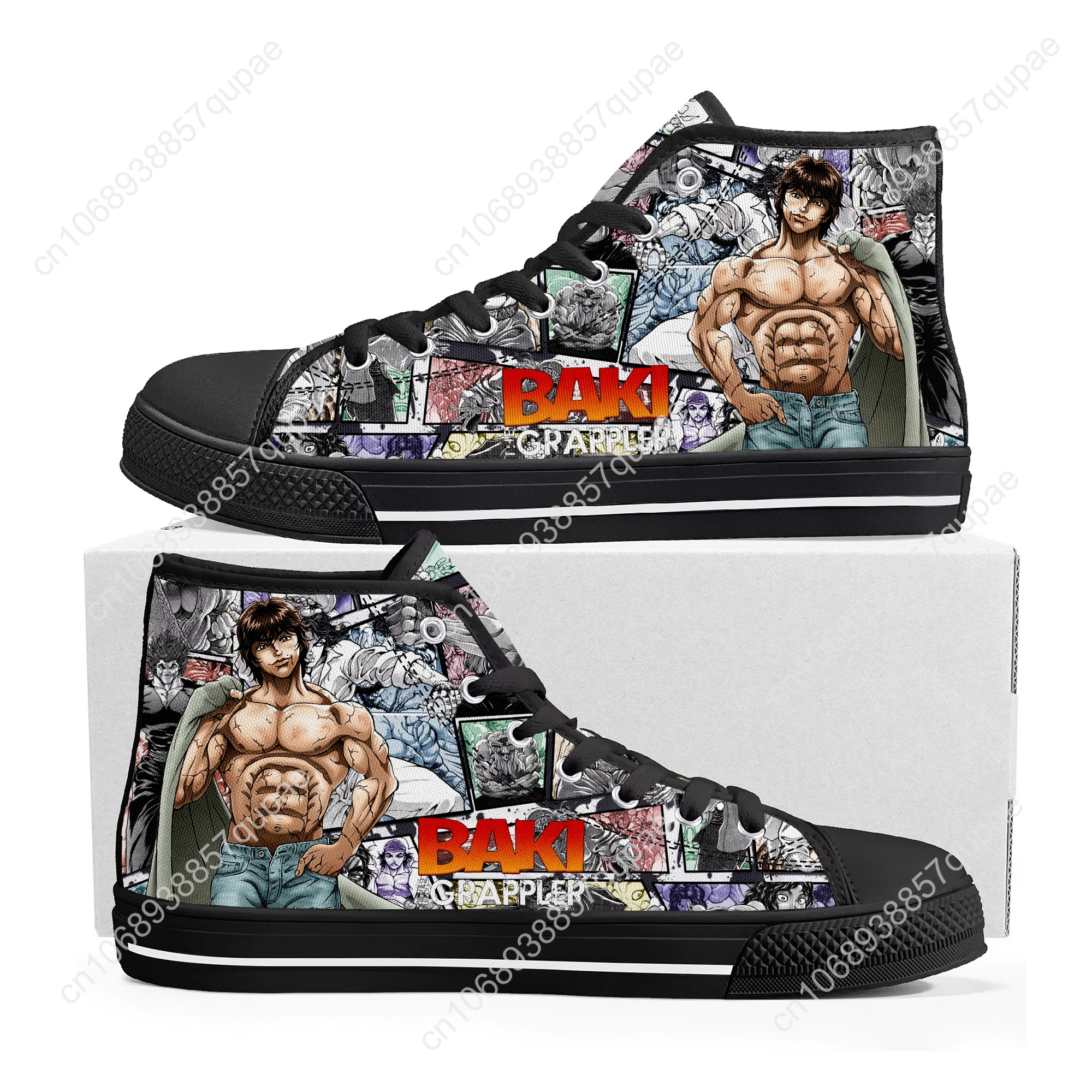 Baki The Grappler Hanma Baki High Top Hochwertiger Sneaker Teenager Canvas Sneaker Lässiger maßgeschneiderter Schuh Anpassen des DIY-Schuhs