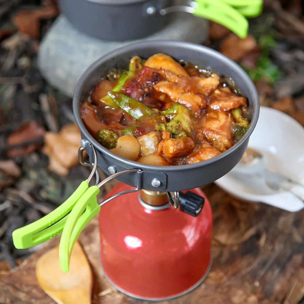 

Набор походной посуды из 10 предметов: легкие алюминиевые кастрюли, сковороды и миски для приготовления пищи на природе, комплект на 1-2 человека с сетчатой сумкой для хранения